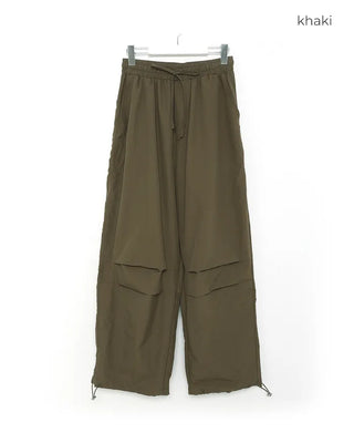 (Unisex) Nylon Wide-Leg Pants with Elastic Waistband