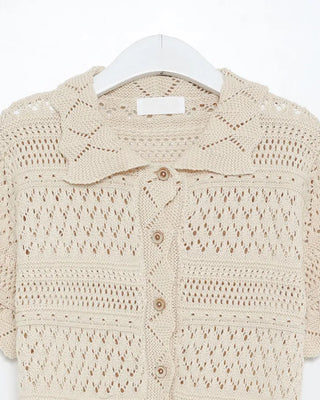 Perforated Collar Button Cardigan