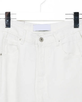 Button-back cinch wide cotton pants