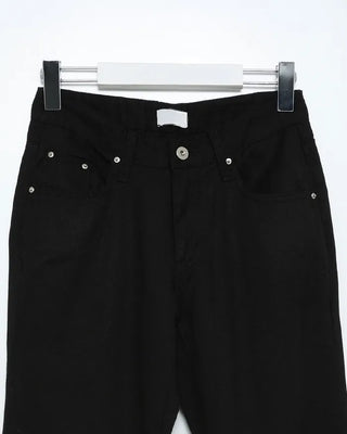 Low-waist semi-wide cotton pants