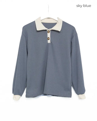 Open-collar double-button knit