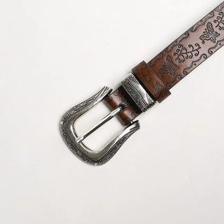 Butterfly perforated leather belt