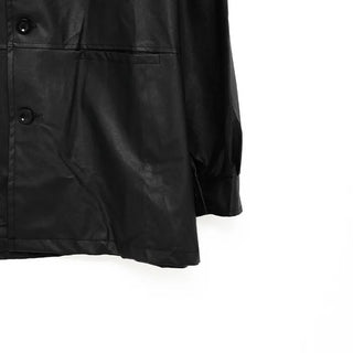 Faux leather long shirt jacket