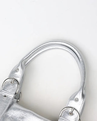 Studded belt leather tote bag