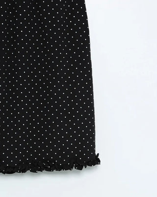 Polka Dot Frill Point Midi Skirt