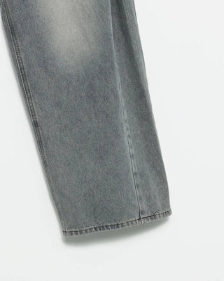 Side-tuck wide denim pants
