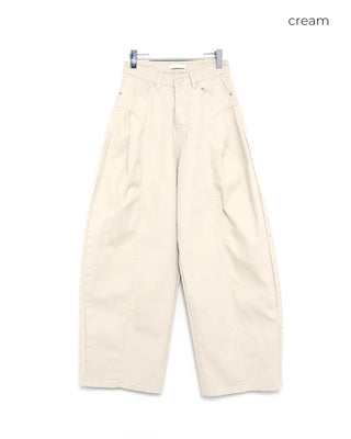 Unique yoke tuck balloon cotton pants