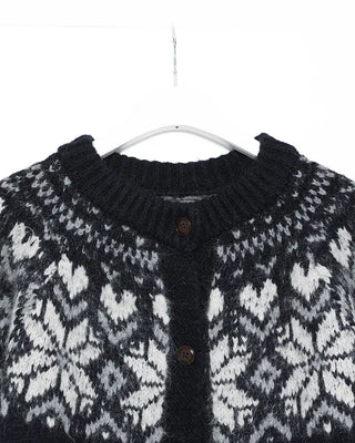 Colored Neck Nordic Knit Cardigan