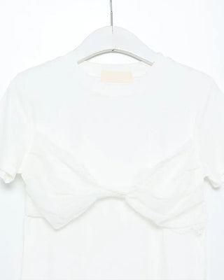 Puff-sleeve eyelet embroidered gathered blouse