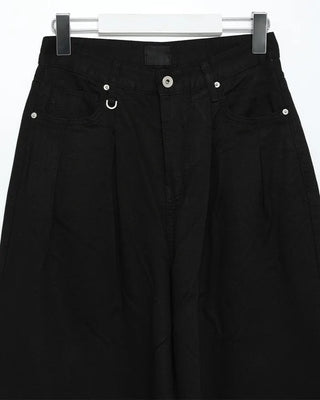 Wide-leg pleated cotton pants