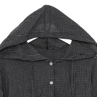 Checked string hooded shirt