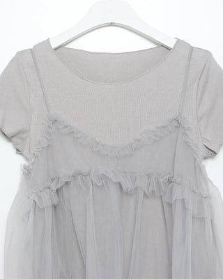 Sheer bustier & short-sleeved T-shirt set