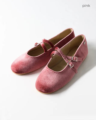 Velvet Mary Jane Flat Shoes