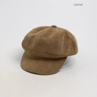 Simple suede newsboy cap