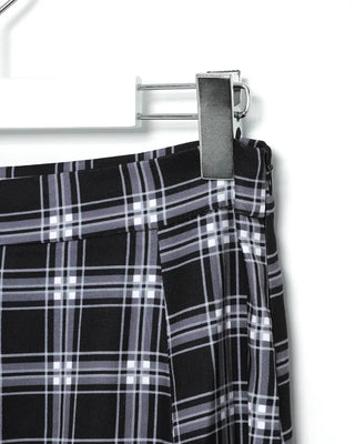 Slit check long skirt