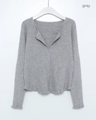 Knit frill camisole & cardigan set