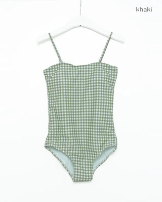 Gingham check one-piece swimwear