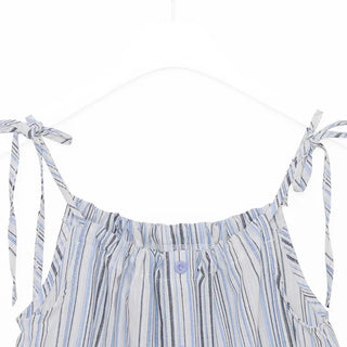 Multi-stripe button halter neck camisole