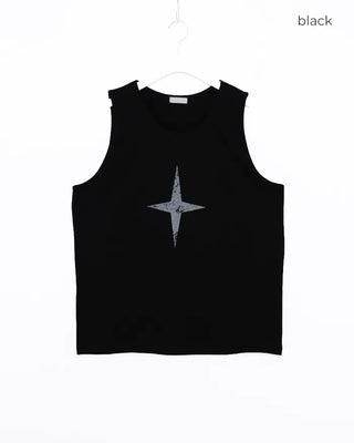 Crack print sleeveless top