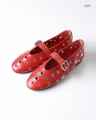 Perforated Mary Jane Flat Shoes