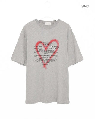 (Unisex) Heart Spray Lettering Half T-shirt