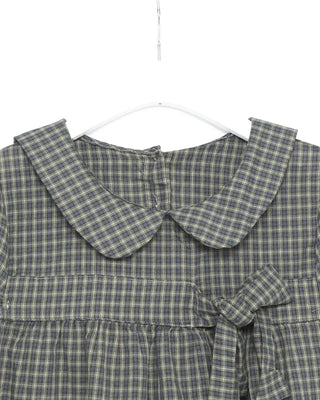 Ribbon bust detail round collar short-sleeved blouse