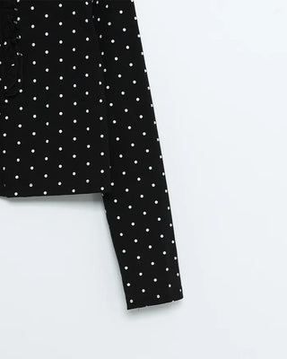 Polka Dot Bust Frill Point Cardigan