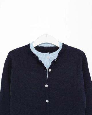 Round neck layered cardigan