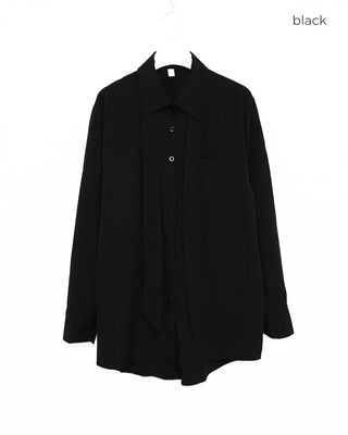 Tie-set loose-fit shirt blouse