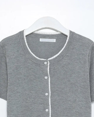 Lace Point Short Sleeve Cardigan