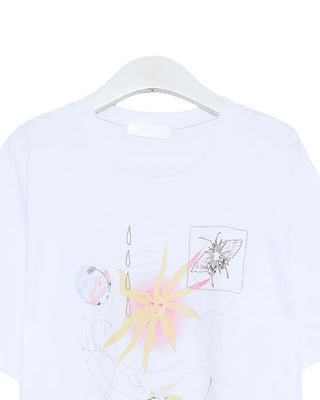 Loose-fitting printed short-sleeved T-shirt