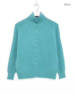 Zip-button knit cardigan