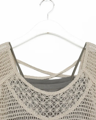 Sleeveless perforated knit set