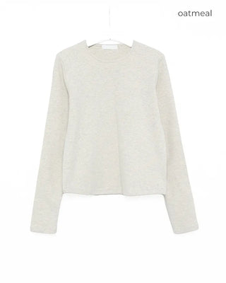 Round hem cotton long t-shirt