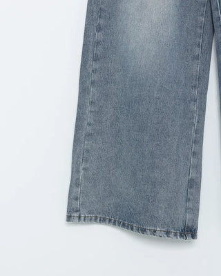 Washed wide-leg denim pants