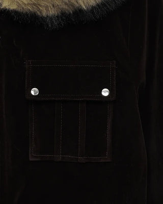 Velvet fur hooded cardigan