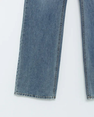 Washed straight denim pants