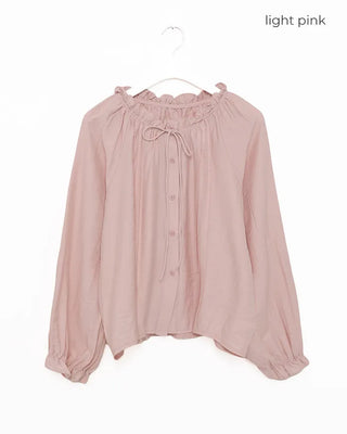 Frill neck ribbon strap blouse