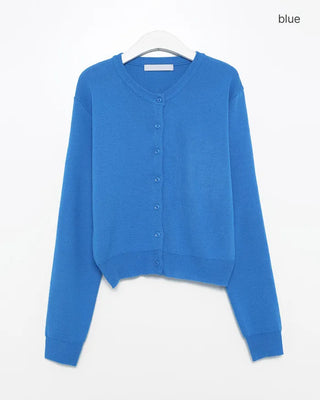 Simple round neck cardigan