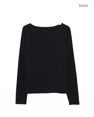 Slashed Neck Long T-Shirt