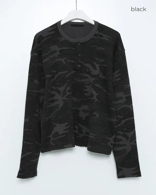 Camouflage Waffle Henley Neck T-Shirt