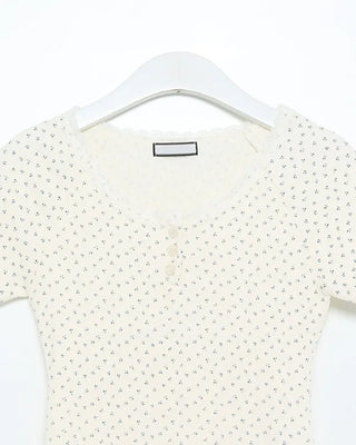Mini Flower Lace Point Half T-Shirt