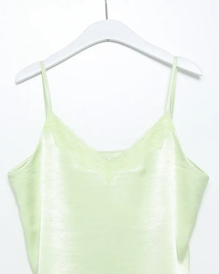 Scalloped lace V-neck satin camisole