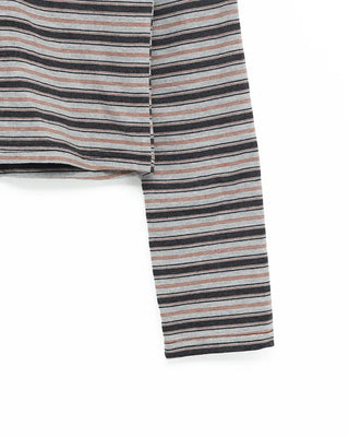 Henley neck double striped semi-cropped cut and sew