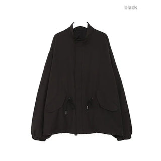 (Unisex) Drawstring Waist Flap Military Jacket