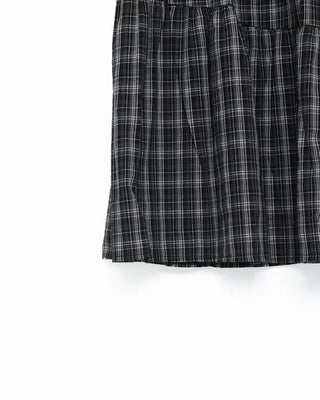 Checked banded long skirt