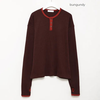 (Unisex) Finger Hole Stand Collar Waffle T-shirt