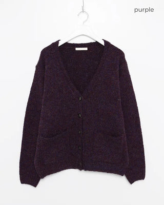 Melange wool loose-fit cardigan