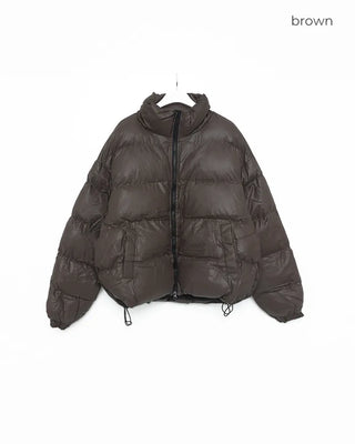 Eco-leather oversized padded jacket
