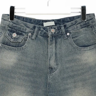 (Unisex) Vintage Wash Wide Fit Denim